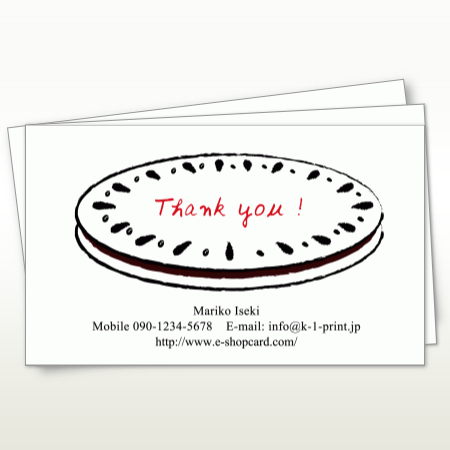 サンクスカード Th 0003 手書きのビスケットがキュートなお名刺 一言メッセージも書けるサンクス名刺